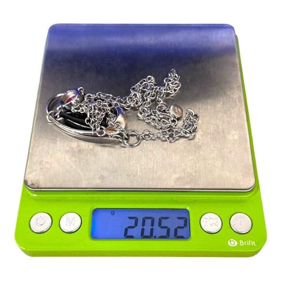 Elle 925 Sterling Silver Chain Necklace Ruby Red Gemstone Pendant Caged Teardrop - Picture 7 of 9